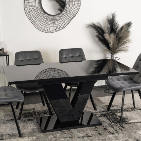 Stół CLARK Rozkładany 120-160 cm Czarny Połysk