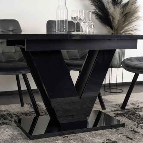 Stół CLARK Rozkładany 120-160 cm Czarny Połysk