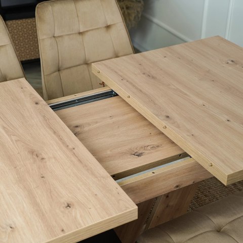 Stół CLARK Rozkładany 120-160 cm Dąb Artisan/Czarny