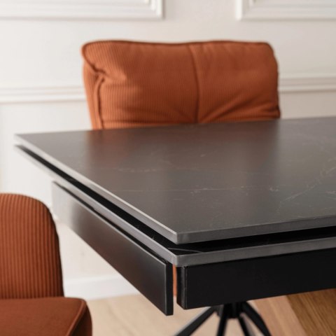 Stół REX Ceramiczny Rozkładany 160-220 cm Czarny Marmur/Orzech