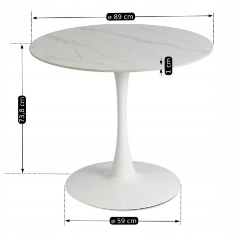 Stół SANDER Ceramiczny 89 cm Biały