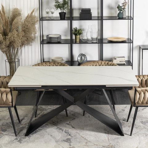 Stół VICTOR Ceramiczny Rozkładany 160-240 cm Biały Marmur/Czarny