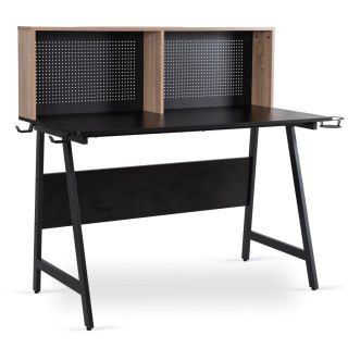 Biurko Gamingowe z Uchwytami Dla Gracza ICE 138,5 cm Czarne/Dąb Sonoma Nowoczesne Loft
