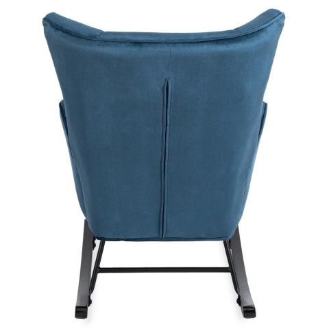 Fotel Bujany na Biegunach Uszak Wypoczynkowy JACKSON Granatowy Welurowy do Salonu Nowoczesny