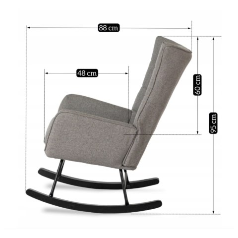 Fotel Bujany na Biegunach Uszak Wypoczynkowy JACKSON Szary do Salonu Nowoczesny