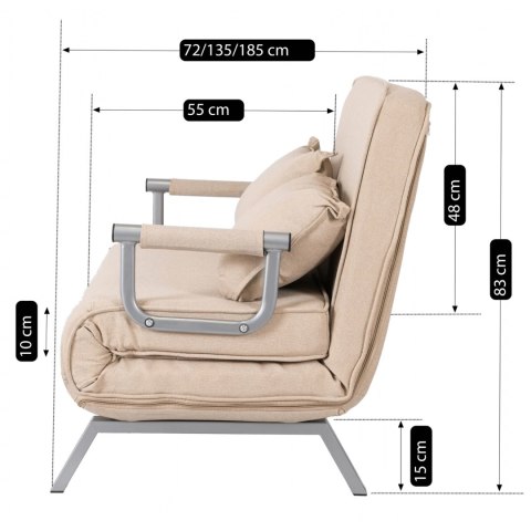 Fotel Rozkładany Dwuosobowy BART 2 Beżowy