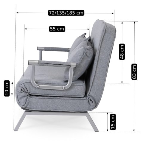 Fotel Rozkładany Dwuosobowy BART 2 Szary