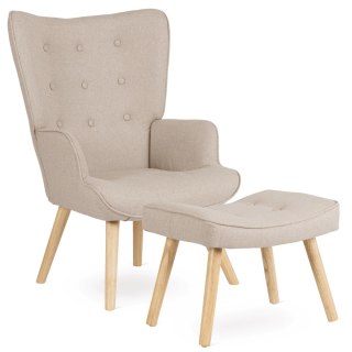 Fotel Wypoczynkowy LOZANO 2 z Podnóżkiem Beżowy