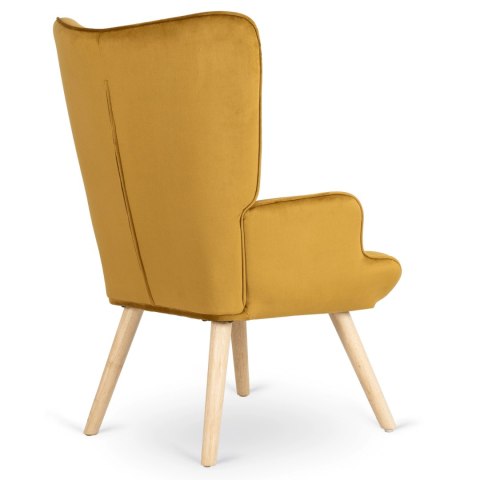 Fotel Wypoczynkowy LOZANO z Podnóżkiem Musztardowy Welurowy