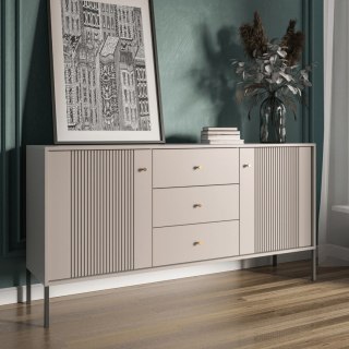 Komoda SOFT 154 cm Dwudrzwiowa Ryflowana Kaszmir