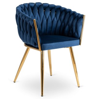 Krzesło CAPI Granatowe Plecione Welurowe