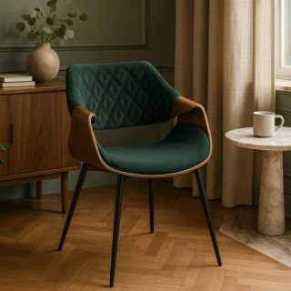 Krzesło DAKOTA Zielone/Orzech Welurowe