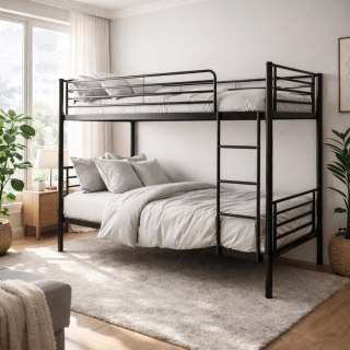 Łóżko Piętrowe RODEZ 90x200 Dla Dzieci Czarne