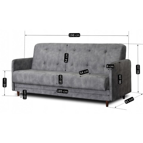 Sofa Rozkładana TIVOLI Szara