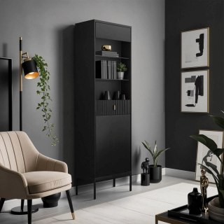 Witryna Przeszklona MARCOS Czarna Ryflowana