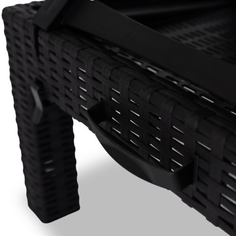 Fotel Ogrodowy Leżak LUIZJANA Technorattan Czarny/Szary