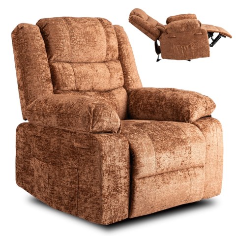 Fotel Rozkładany ARTURO Rudy Welurowy