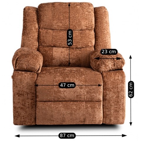 Fotel Rozkładany ARTURO Rudy Welurowy