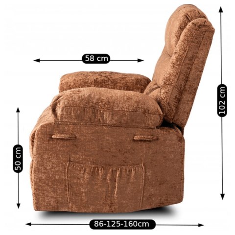 Fotel Rozkładany ARTURO Rudy Welurowy
