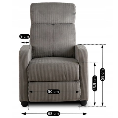 Fotel Rozkładany DANNY Szary Sztruksowy