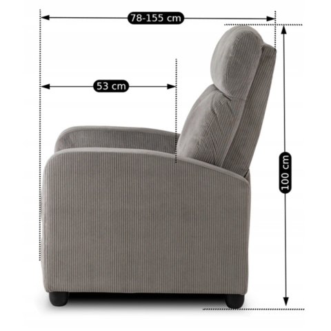 Fotel Rozkładany DANNY Szary Sztruksowy