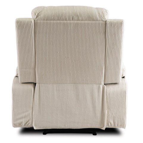 Fotel Masujący BOX Rozkładany Wypoczynkowy z Podnóżkiem Beżowy Sztruksowy Nowoczesny