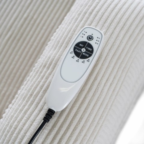 Fotel Masujący BOX Rozkładany Wypoczynkowy z Podnóżkiem Beżowy Sztruksowy Nowoczesny