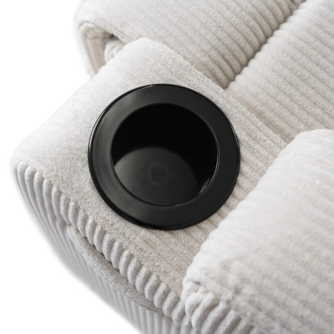 Fotel Masujący BOX Rozkładany Wypoczynkowy z Podnóżkiem Beżowy Sztruksowy Nowoczesny