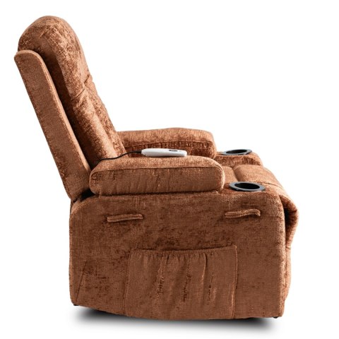 Fotel Rozkładany Masujący BOX Brązowy Welurowy