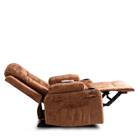Fotel Rozkładany Masujący BOX Brązowy Welurowy