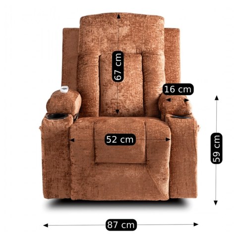 Fotel Rozkładany Masujący BOX Brązowy Welurowy
