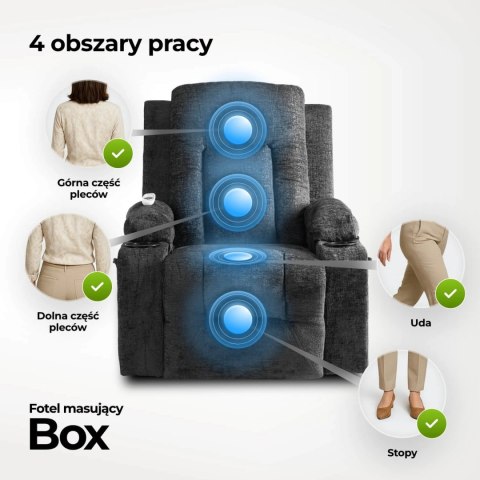 Fotel Rozkładany Masujący BOX Czarny Welurowy