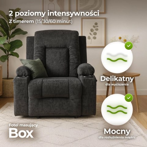 Fotel Rozkładany Masujący BOX Czarny Welurowy