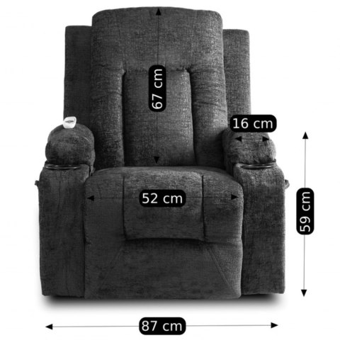Fotel Rozkładany Masujący BOX Czarny Welurowy