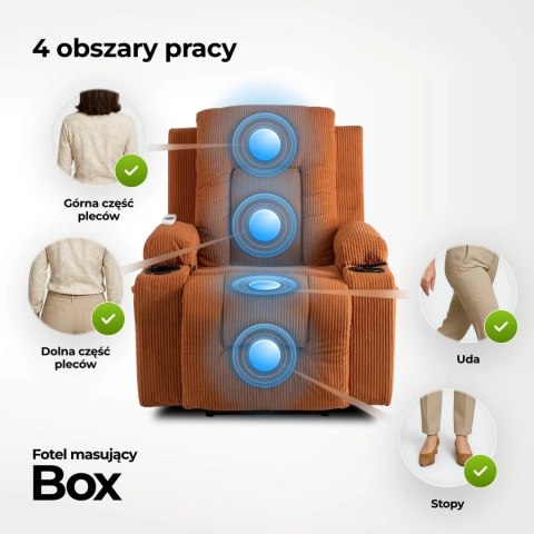 Fotel Rozkładany Masujący BOX Rudy Sztruksowy