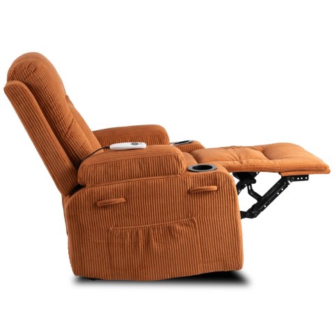 Fotel Rozkładany Masujący BOX Rudy Sztruksowy