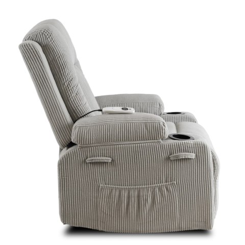 Fotel Rozkładany Masujący BOX Szary Sztruksowy