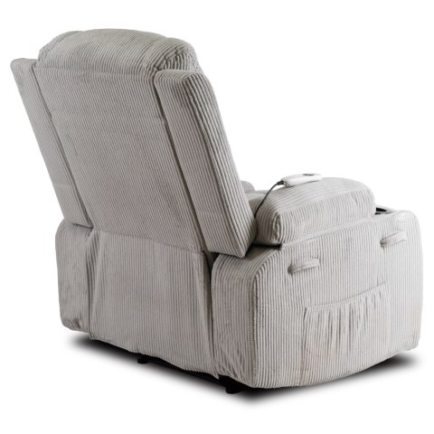 Fotel Rozkładany Masujący BOX Szary Sztruksowy