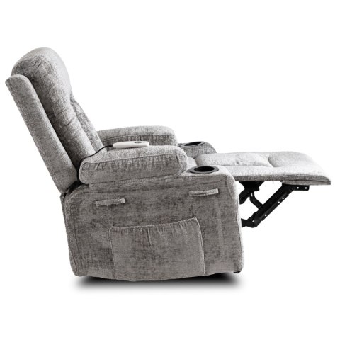 Fotel Rozkładany Masujący BOX Szary Welurowy
