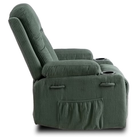 Fotel Rozkładany Masujący BOX Zielony Sztruksowy