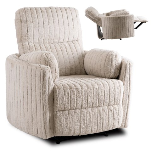 Fotel Rozkładany RAUL Beżowy Tkanina Pluszowa
