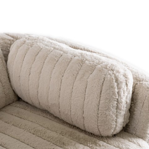 Fotel Rozkładany RAUL Beżowy Tkanina Pluszowa