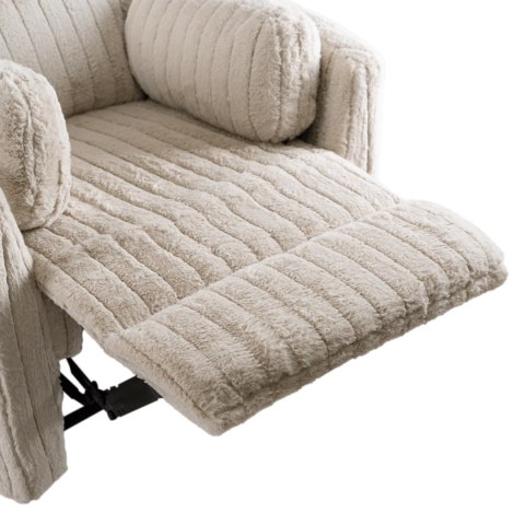 Fotel Rozkładany RAUL Beżowy Tkanina Pluszowa