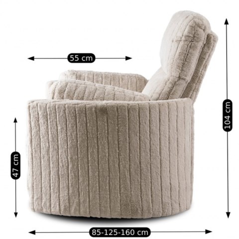 Fotel Rozkładany RAUL Beżowy Tkanina Pluszowa