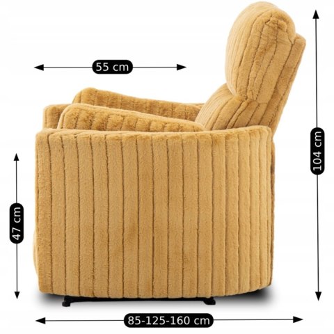Fotel Rozkładany RAUL Musztardowy Tkanina Pluszowa
