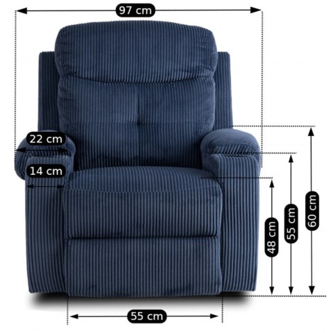 Fotel Rozkładany TORRES Granatowy Sztruksowy