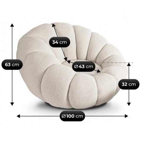 Fotel Wypoczynkowy Obrotowy PETTIT z Pufą Kremowy Boucle