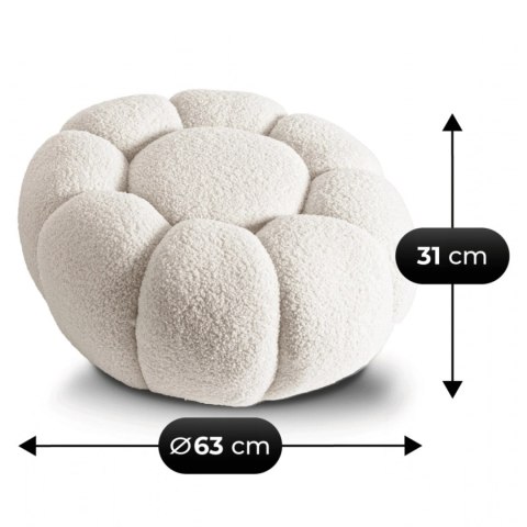 Fotel Wypoczynkowy Obrotowy PETTIT z Pufą Kremowy Boucle