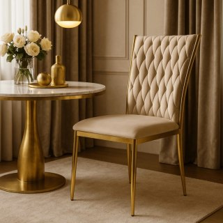 Krzesło DAN Kremowe Plecione Welurowe