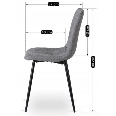 Krzesło Tapicerowane do Salonu ROBIN 2 Szare Nowoczesne Loft